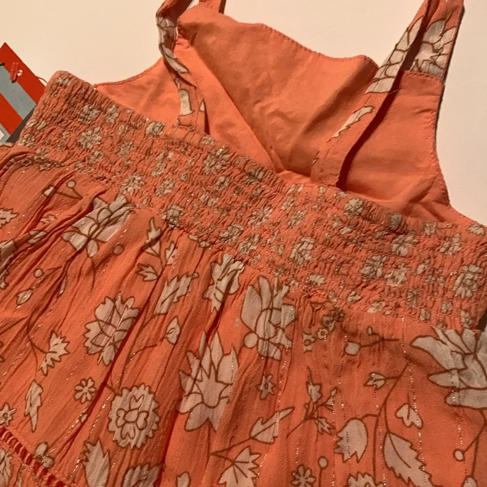 Cat & Jack Peach Floral Tiered Tank Dress with Panty